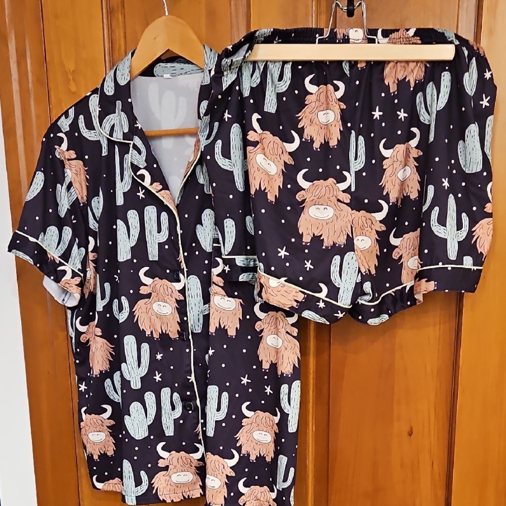 Cactus and Cow Print Pajama Set